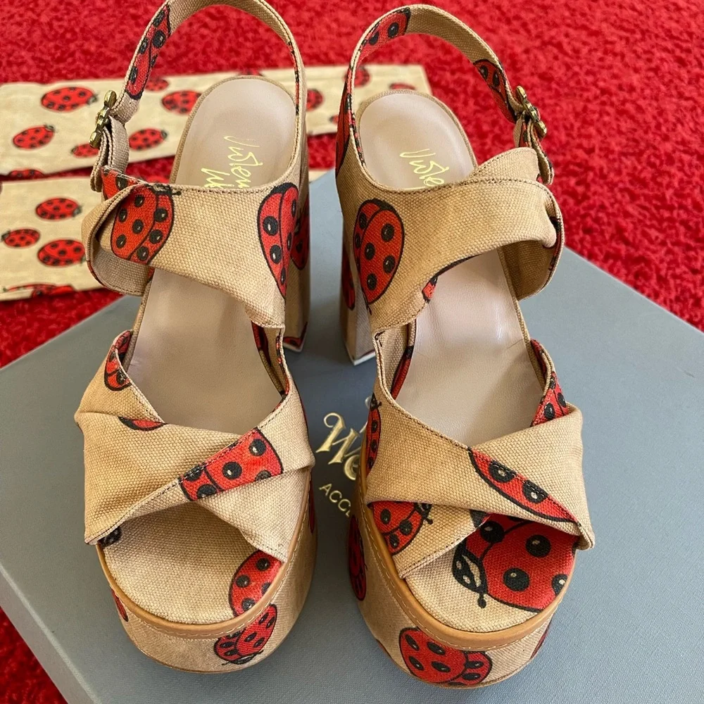 Brand NEW Vivienne Westwood SS17 CORONATION SANDAL LADYBIRD PRINTED CANVAS IT3… - Picture 9 of 16